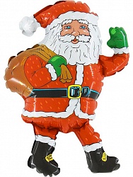 Шар (32''/81 см) Фигура, Дед мороз с мешком, Красный